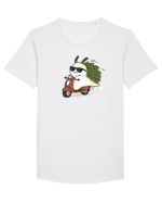 Funny Leaf Sea Slug Riding Scooter Cute Ocean Animal Summer Tricou mânecă scurtă guler larg Bărbat Skater