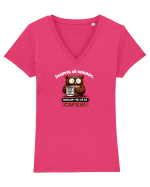 Cafea acum...lumea mai târziu  Tricou mânecă scurtă guler V Damă Evoker