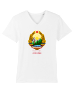 Nu știi, te invățăm, Nu poți, te ajutăm, Nu vrei, te obligăm. Tricou mânecă scurtă guler V Bărbat Presenter
