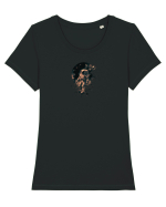 Astronaut -moon Tricou mânecă scurtă guler larg fitted Damă Expresser