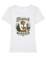 Branch Manager Beaver Office Work Corporate Manager Humor Tricou mânecă scurtă guler larg fitted Damă Expresser