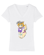 Meow Meow Tricou mânecă scurtă guler V Damă Evoker