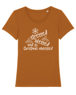 Agitație de Crăciun Tricou mânecă scurtă guler larg fitted Damă Expresser