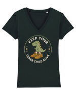Keep Your Inner Child Alive – Dinozaur cu Pantofi Mari Tricou mânecă scurtă guler V Damă Evoker