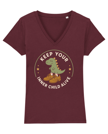 Keep Your Inner Child Alive – Dinozaur cu Pantofi Mari Burgundy