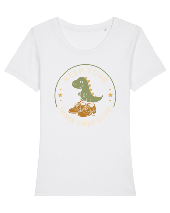Keep Your Inner Child Alive – Dinozaur cu Pantofi Mari White