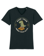 Keep Your Inner Child Alive – Dinozaur cu Pantofi Mari Tricou mânecă scurtă guler V Bărbat Presenter