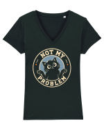 Not My Problem – Pisică Nepăsătoare Tricou mânecă scurtă guler V Damă Evoker
