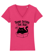Think Outside the Box? The Cat Said No Tricou mânecă scurtă guler V Damă Evoker