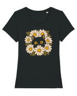 Curiosity in Full Bloom – Pisica dintre Margarete Tricou mânecă scurtă guler larg fitted Damă Expresser