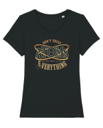 Don’t Trust Atoms – They Make Up Everything Tricou mânecă scurtă guler larg fitted Damă Expresser