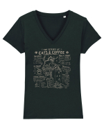The Science of Cats & Coffee Tricou mânecă scurtă guler V Damă Evoker