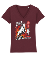 2027 Year of the Fire Goat Chinese Zodiac Lunar New Year Tricou mânecă scurtă guler V Damă Evoker