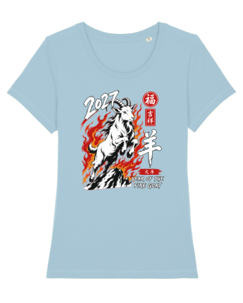 2027 Year of the Fire Goat Chinese Zodiac Lunar New Year Sky Blue