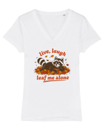 Live Laugh Leaf Me Alone Tricou mânecă scurtă guler V Damă Evoker