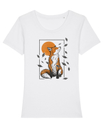 Fox in the Falling Leaves Tricou mânecă scurtă guler larg fitted Damă Expresser