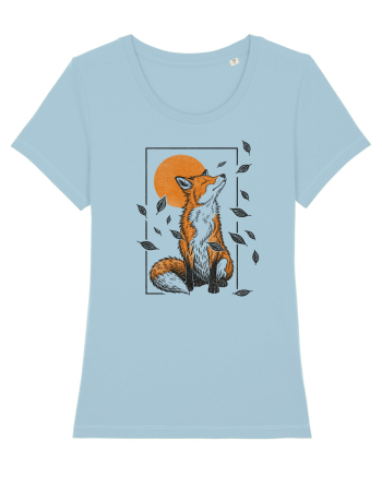 Fox in the Falling Leaves Sky Blue