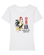 Year of the Rooster Chinese Zodiac Rooster Lunar New Year Tricou mânecă scurtă guler larg fitted Damă Expresser