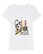 Year of the Monkey Chinese Zodiac Earth Monkey Lunar New Tricou mânecă scurtă guler V Damă Evoker