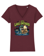 I Ate Lake Ontario Halloween Lake Monsters Funny Tricou mânecă scurtă guler V Damă Evoker