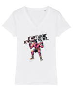 NOT ABOUT  HITTING HARD - NU E DESPRE CAT DE TARE DAI CU PUMNUL Rocky Tricou mânecă scurtă guler V Damă Evoker