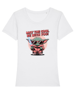 MAY THE COOL (not the Force) BE WITH YOU - Yoda Tricou mânecă scurtă guler larg fitted Damă Expresser