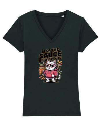 MAY THE SAUCE (not the Force) BE WITH YOU - Yoda Pisica & pizza Black