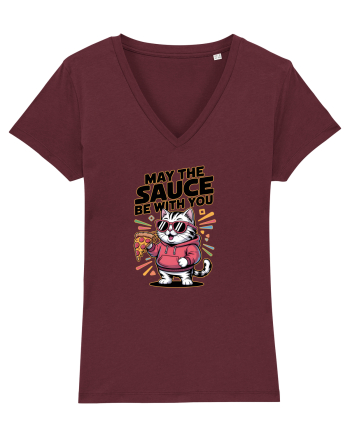 MAY THE SAUCE (not the Force) BE WITH YOU - Yoda Pisica & pizza Burgundy