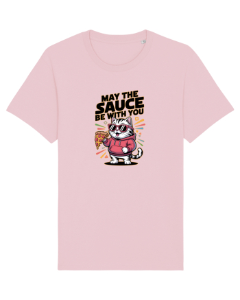 MAY THE SAUCE (not the Force) BE WITH YOU - Yoda Pisica & pizza Cotton Pink