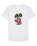 MAY THE SAUCE (not the Force) BE WITH YOU - Yoda Pisica & pizza Tricou mânecă scurtă guler larg Bărbat Skater