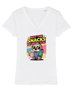 MAY THE SNACKS (not the Force) BE WITH YOU - Yoda Lenes & Popcorn Tricou mânecă scurtă guler V Damă Evoker