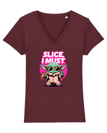 SLICE, I MUST- Yoda & Pizza Burgundy