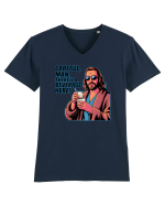 CAREFUL, MAN, THERE`S A BEVERAGE HERE - Atentie, omule, am bautura aici Tricou mânecă scurtă guler V Bărbat Presenter
