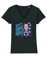 YOU DON`T GET TO 500 MILLION FRIENDS WITHOUT MAKING A FEW ENEMIES Tricou mânecă scurtă guler V Damă Evoker