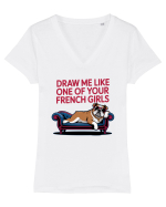 DRAW ME LIKE ONE OF YOUR FRENCH GIRLS - caine Boxer Tricou mânecă scurtă guler V Damă Evoker