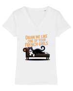 DRAW ME LIKE ONE OF YOUR FRENCH GIRLS - pisica Tricou mânecă scurtă guler V Damă Evoker