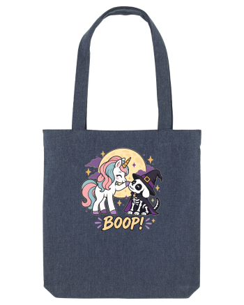 Cute Halloween Unicorn and Dog Friend Hopefulness Full Moon Midnight Blue