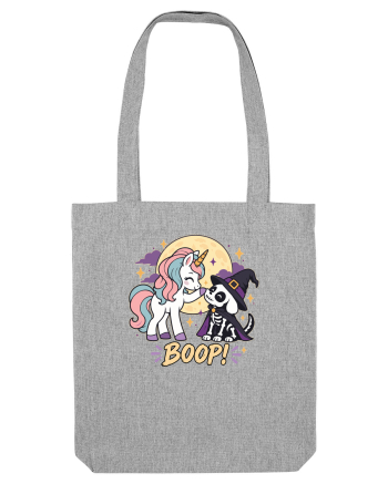 Cute Halloween Unicorn and Dog Friend Hopefulness Full Moon Heather Grey