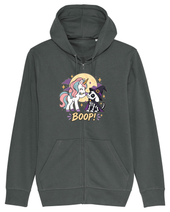 Cute Halloween Unicorn and Dog Friend Hopefulness Full Moon Anthracite