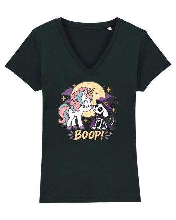 Cute Halloween Unicorn and Dog Friend Hopefulness Full Moon Black