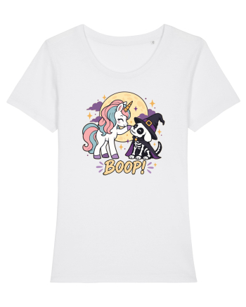 Cute Halloween Unicorn and Dog Friend Hopefulness Full Moon White