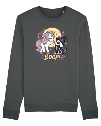 Cute Halloween Unicorn and Dog Friend Hopefulness Full Moon Anthracite