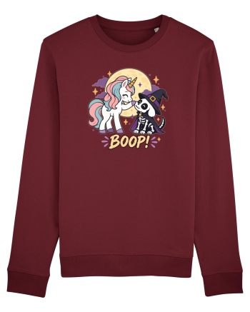 Cute Halloween Unicorn and Dog Friend Hopefulness Full Moon Burgundy