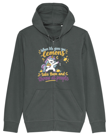 Funny Unicorn When Life Gives You Lemons Sarcastic Humor Anthracite