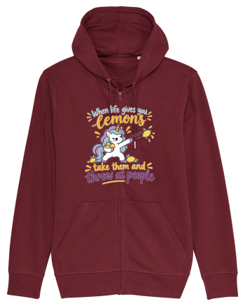 Funny Unicorn When Life Gives You Lemons Sarcastic Humor Burgundy