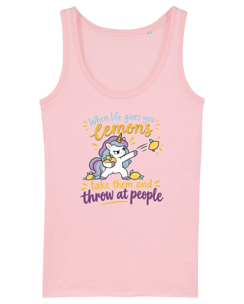 Funny Unicorn When Life Gives You Lemons Sarcastic Humor Cotton Pink