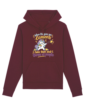 Funny Unicorn When Life Gives You Lemons Sarcastic Humor Burgundy