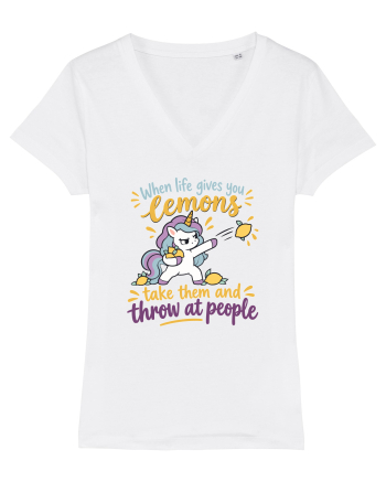 Funny Unicorn When Life Gives You Lemons Sarcastic Humor White