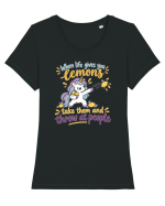 Funny Unicorn When Life Gives You Lemons Sarcastic Humor Tricou mânecă scurtă guler larg fitted Damă Expresser