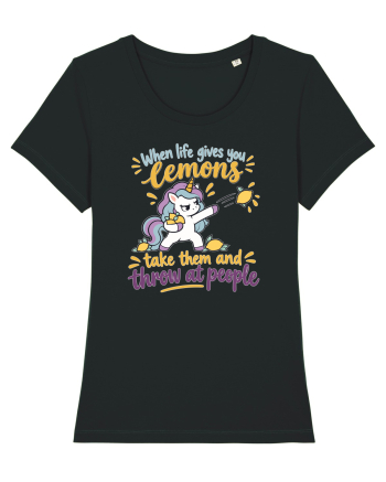 Funny Unicorn When Life Gives You Lemons Sarcastic Humor Black